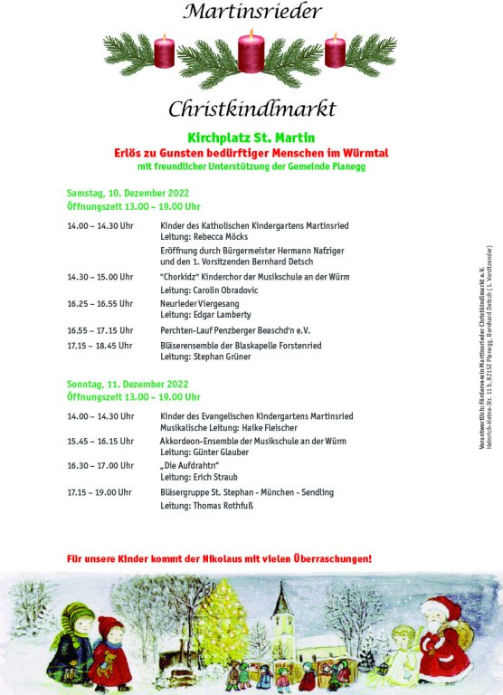 Martinsrieder Christkindlmarkt 2022 Programm